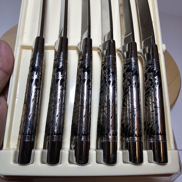 Vintage 1950s Set 6 Carvel Hall Fine Cutlery by Briddell Steak Knives In Case - Picture 11 of 11